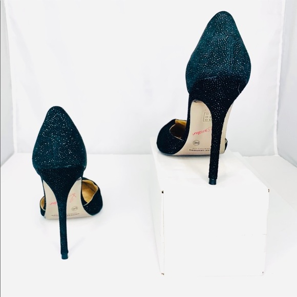 Kristin Cavallari Chinese Laundry Glass Beaded Stilettos Black Caviar Leather 9 - Picture 9 of 10